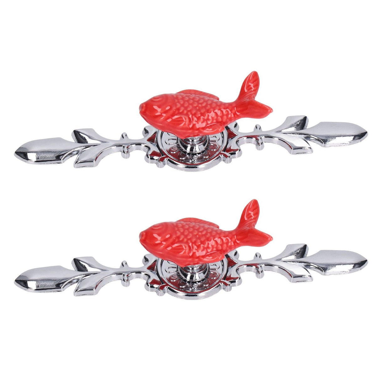 2Set Drawer Pull Knob Zinc Alloy Cabinet Wardrobe Closet Knob for Kitchen Furniture Decoration1077D Red Grass Carp