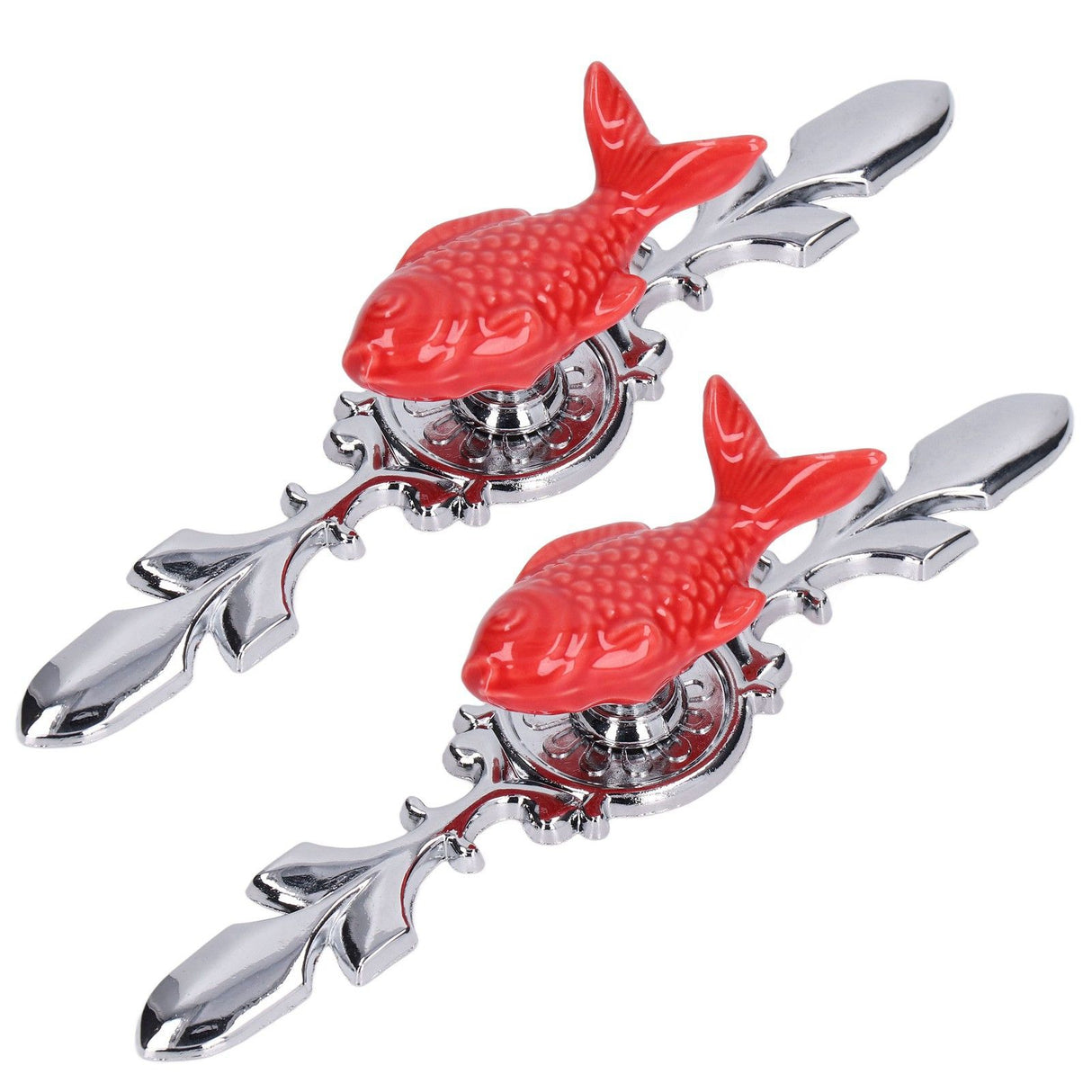 2Set Drawer Pull Knob Zinc Alloy Cabinet Wardrobe Closet Knob for Kitchen Furniture Decoration1077D Red Grass Carp