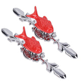 2Set Drawer Pull Knob Zinc Alloy Cabinet Wardrobe Closet Knob for Kitchen Furniture Decoration1077D Red Grass Carp - Close-Up Angle