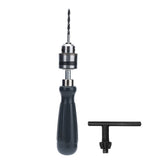 Hand Drill Carbon Steel Manual Crank Drill with Chuck Key and 5pcs Drill Bit for Plastic Wood Jewelry Resin Nut