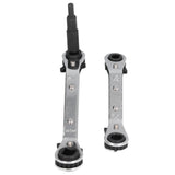 CT122 Refrigerator Ratchet Wrench 1/4 3/16 5/16 3/8 Stainless Steel Wrench Air Conditioner Repair Tool for Household - Close-Up Angle