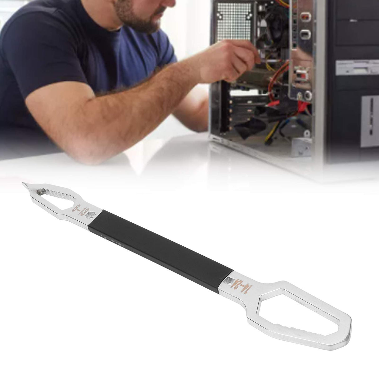 Shaped Wrench Double Ended Multifunctional Universal Unique Ultra Long Design Hardware Hand ToolBlack