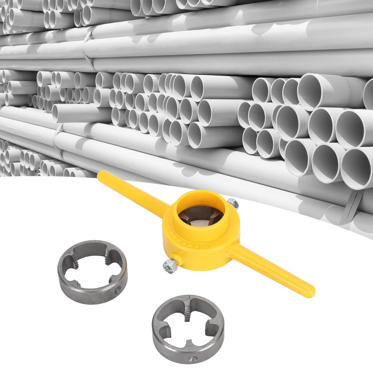 Pipe Threader 60 Degree Durable Manual Pipe Threading Kit with 3 Different Sizes Molds Shells for PVC NPT Plastic Pipes