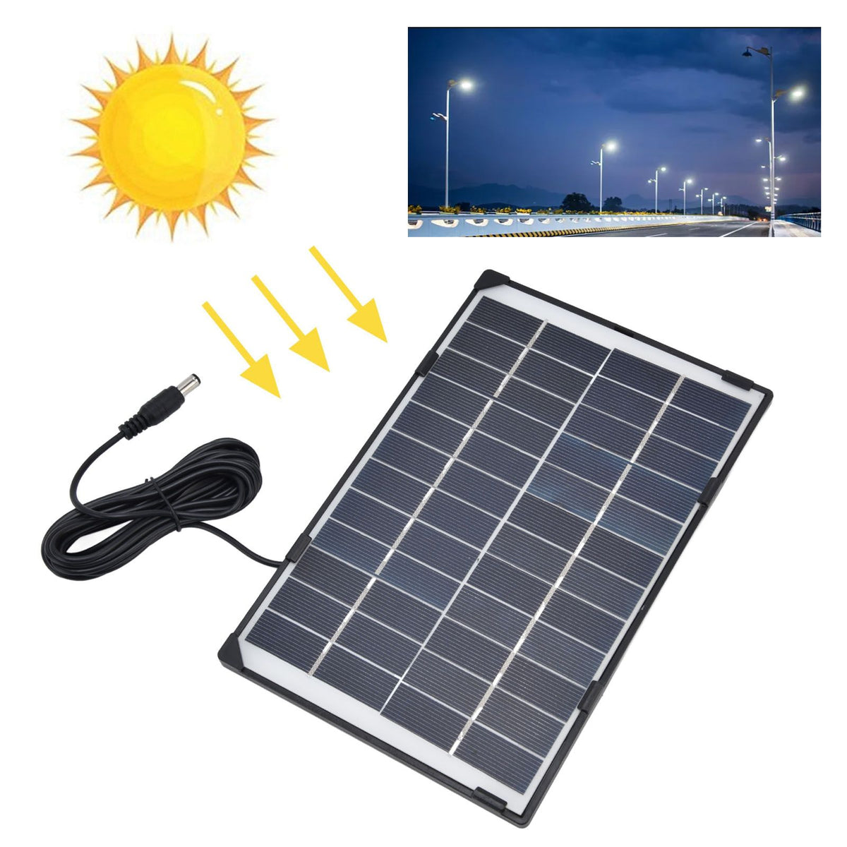 DC5521 Output 6W 12V Solar Panel DIY Solar Charger Polysilicon Tablet Generator for Lamp