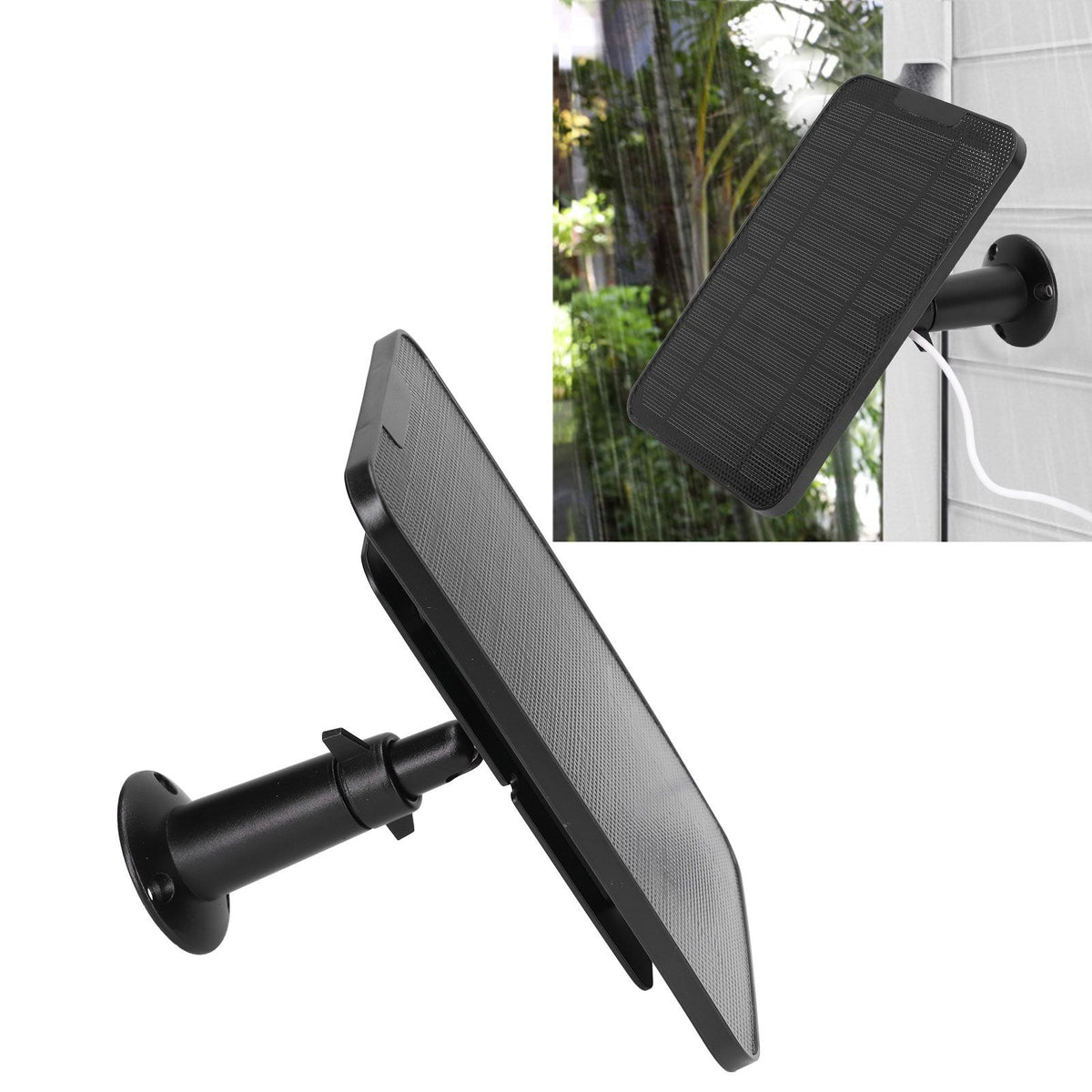 Solar Expansion Panel Weatherproof Portable Solar Power Supply with Adjustable Bracket for Security Camera 4W 6VBlack