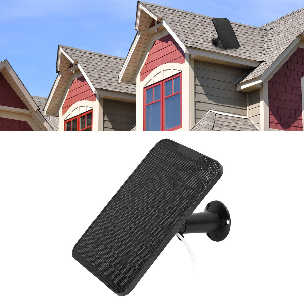 Solar Expansion Panel Weatherproof Portable Solar Power Supply with Adjustable Bracket for Security Camera 4W 6VBlack