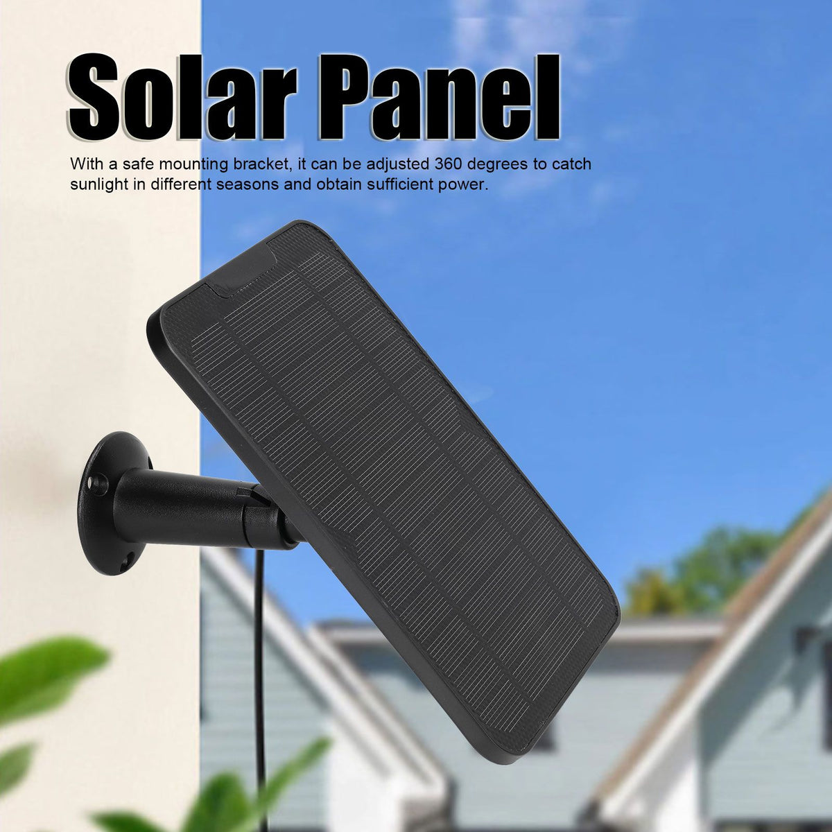 Solar Expansion Panel Weatherproof Portable Solar Power Supply with Adjustable Bracket for Security Camera 4W 6VBlack