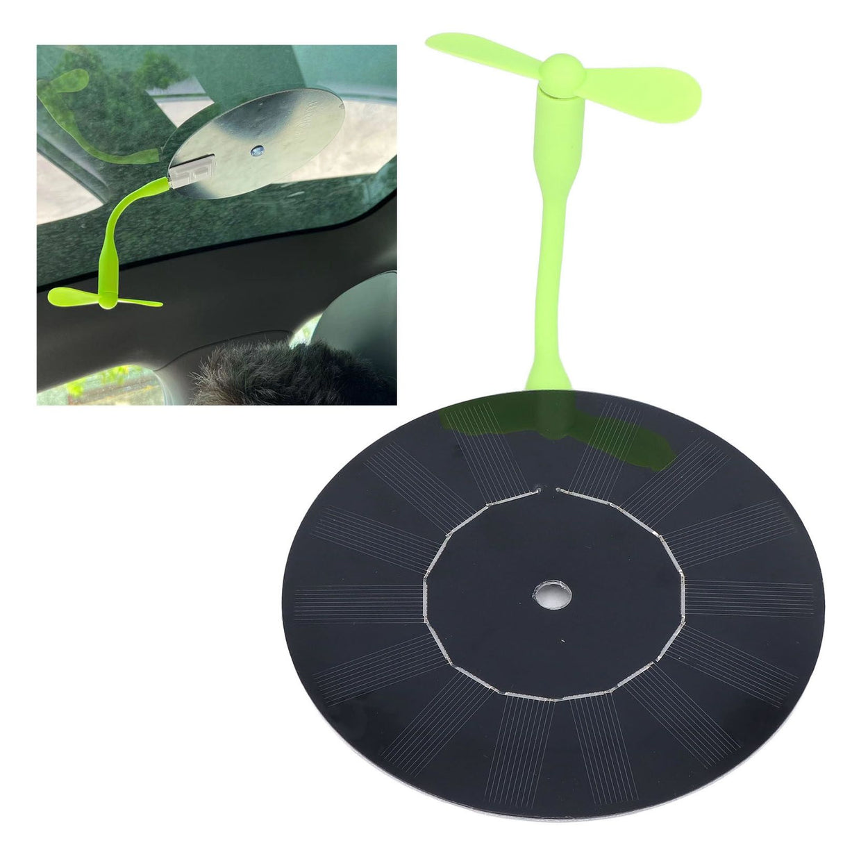 Small USB Car Fan Multifunction Round Monocrystalline Silicone Solar Powered Car Exhaust Fan 5W