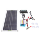 12V to 220V 30W Solar Charging Panel 220W Solar Inverter Battery Charger Kit for Camping Hiking 30A
