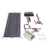 12V to 220V 30W Solar Charging Panel 220W Solar Inverter Battery Charger Kit for Camping Hiking 100A - Extra Image