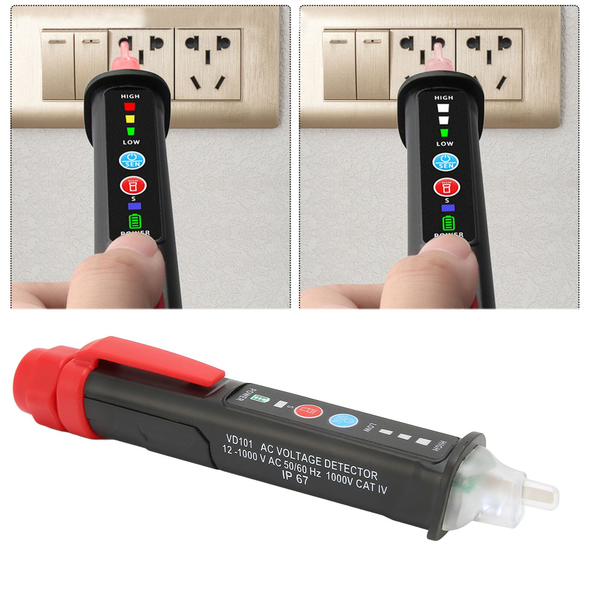 Voltage Tester Contactless Adjustable Sensitivity IP67 Waterproof Electric Testing Pen for Breakpoint Detection