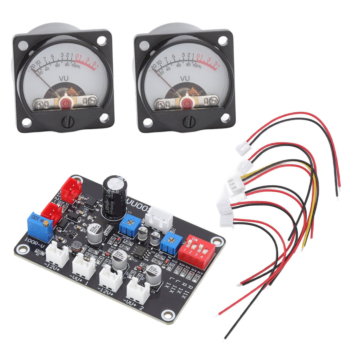 2pcs VU Level Meter Power Amplifier VU Panel Meter with Driver Board for Recording Studio 12V‑18V