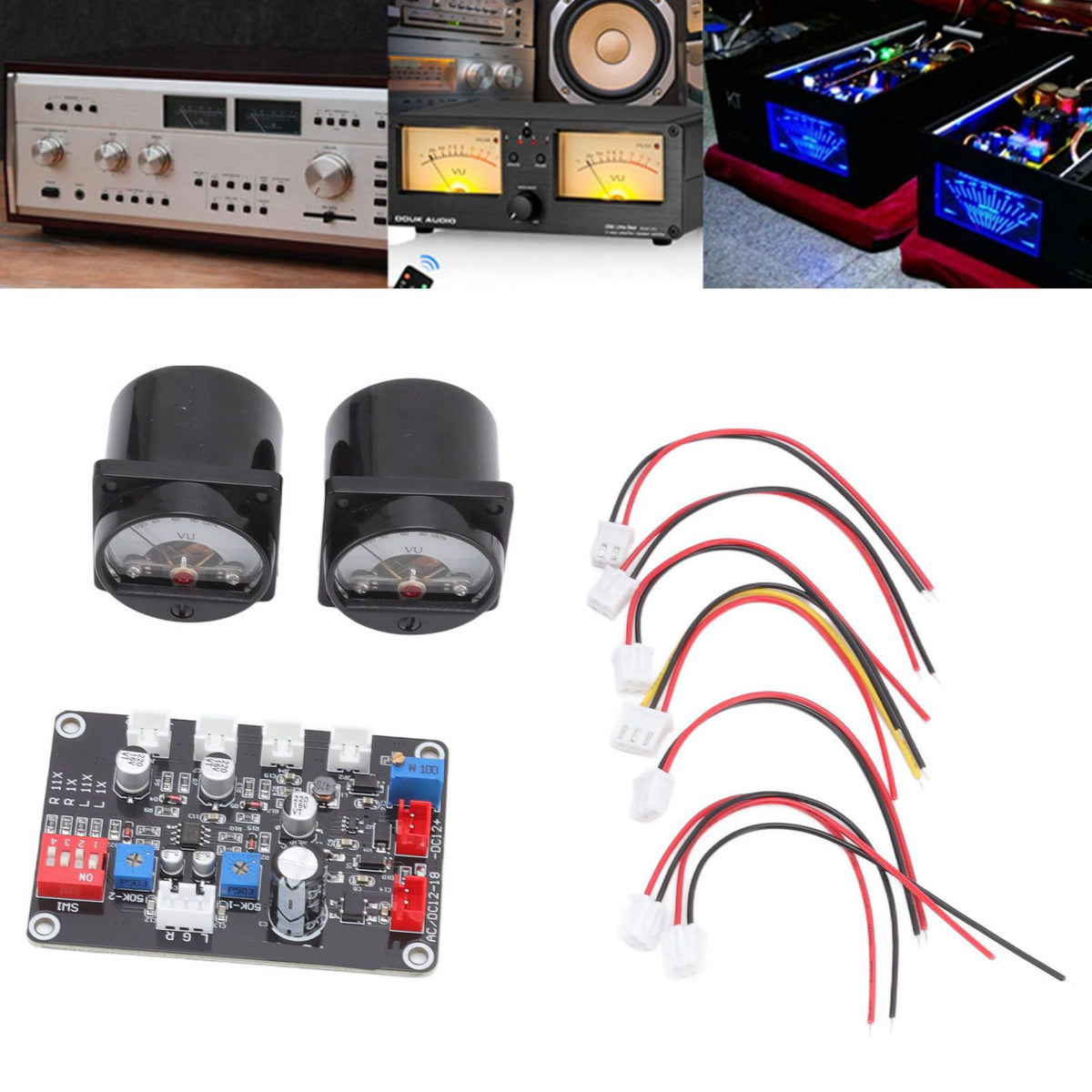 2pcs VU Level Meter Power Amplifier VU Panel Meter with Driver Board for Recording Studio 12V‑18V