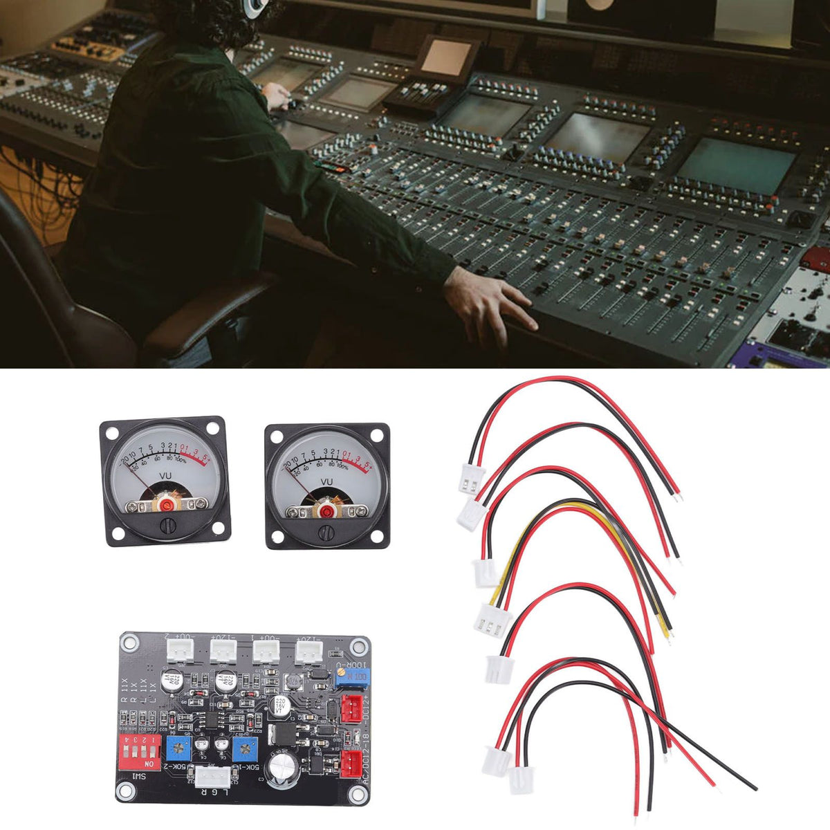 2pcs VU Level Meter Power Amplifier VU Panel Meter with Driver Board for Recording Studio 12V‑18V