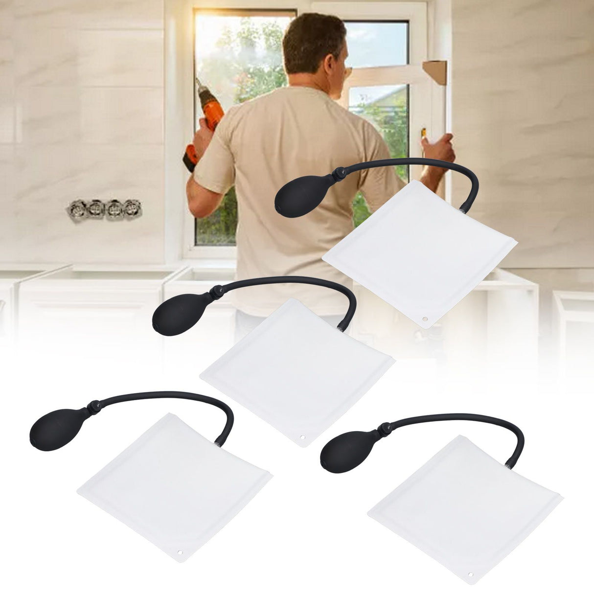 Air Alignment Pump Quick Positioning 440.9lb Loading Each Inflatable Shim Bag for Door Window Installation 4pcs