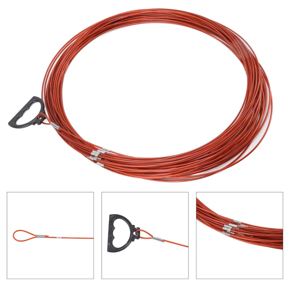 Steel Wire Measuring Rope Plastic Coated Construction Site Measuring Rope with Pull Ring for Railway Farmland 30m/98.4ft