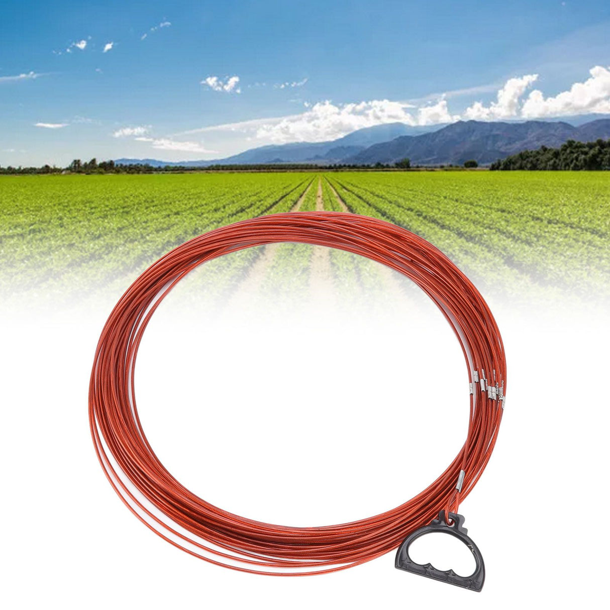 Steel Wire Measuring Rope Plastic Coated Construction Site Measuring Rope with Pull Ring for Railway Farmland 30m/98.4ft