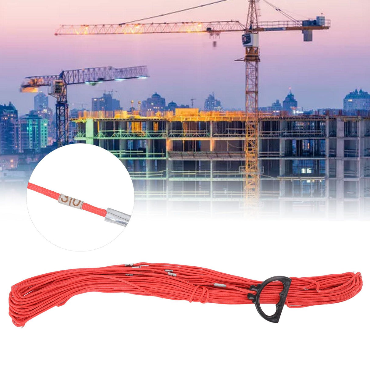 Nylon Rope Multipurpose Industrial Scale Measuring Rope with Inside Steel Wire for Construction 30m/1181.1in