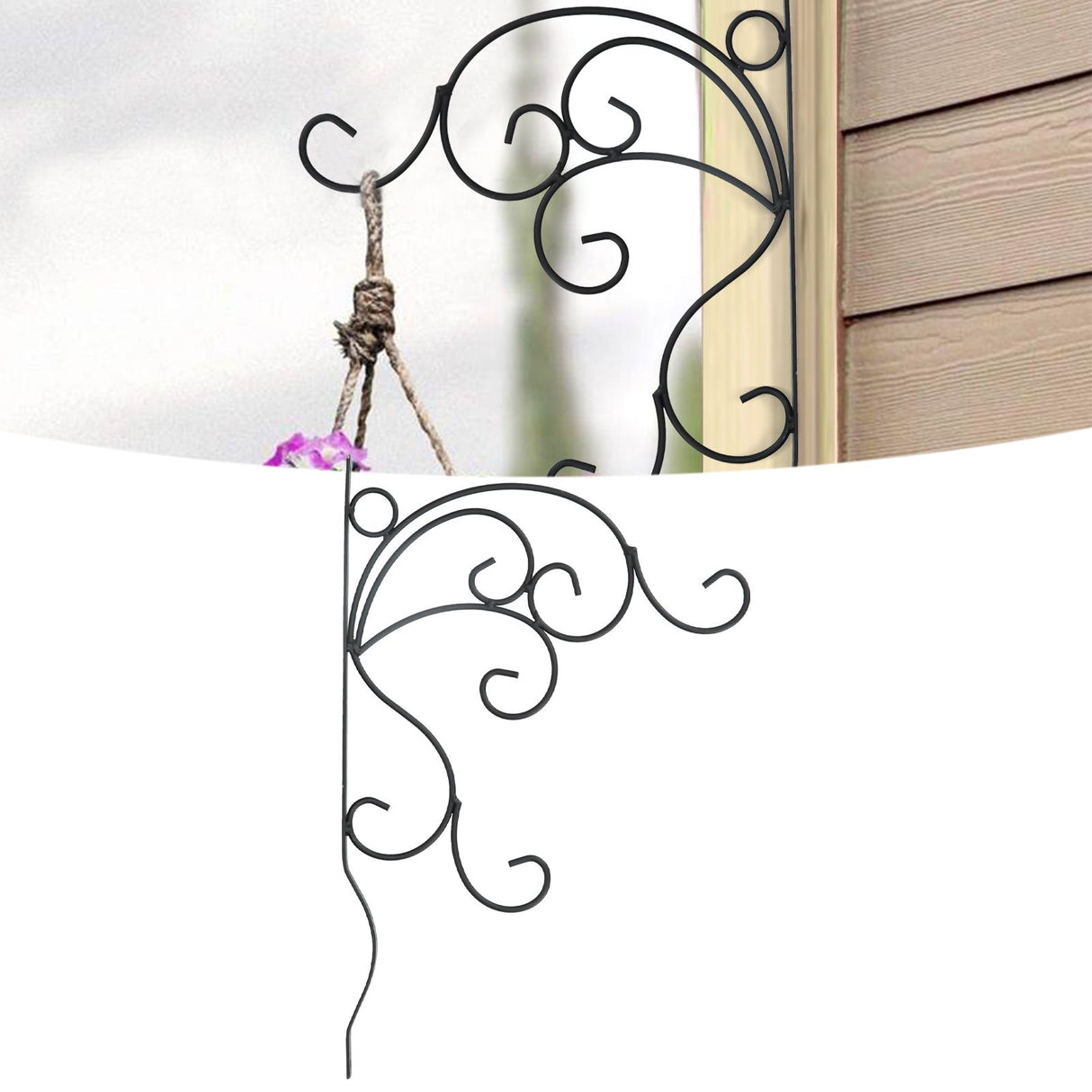 Hanging Plants Bracket Wall Mounted Iron Decorative Planter Hook Hanger with Screws for Living Room Balcony