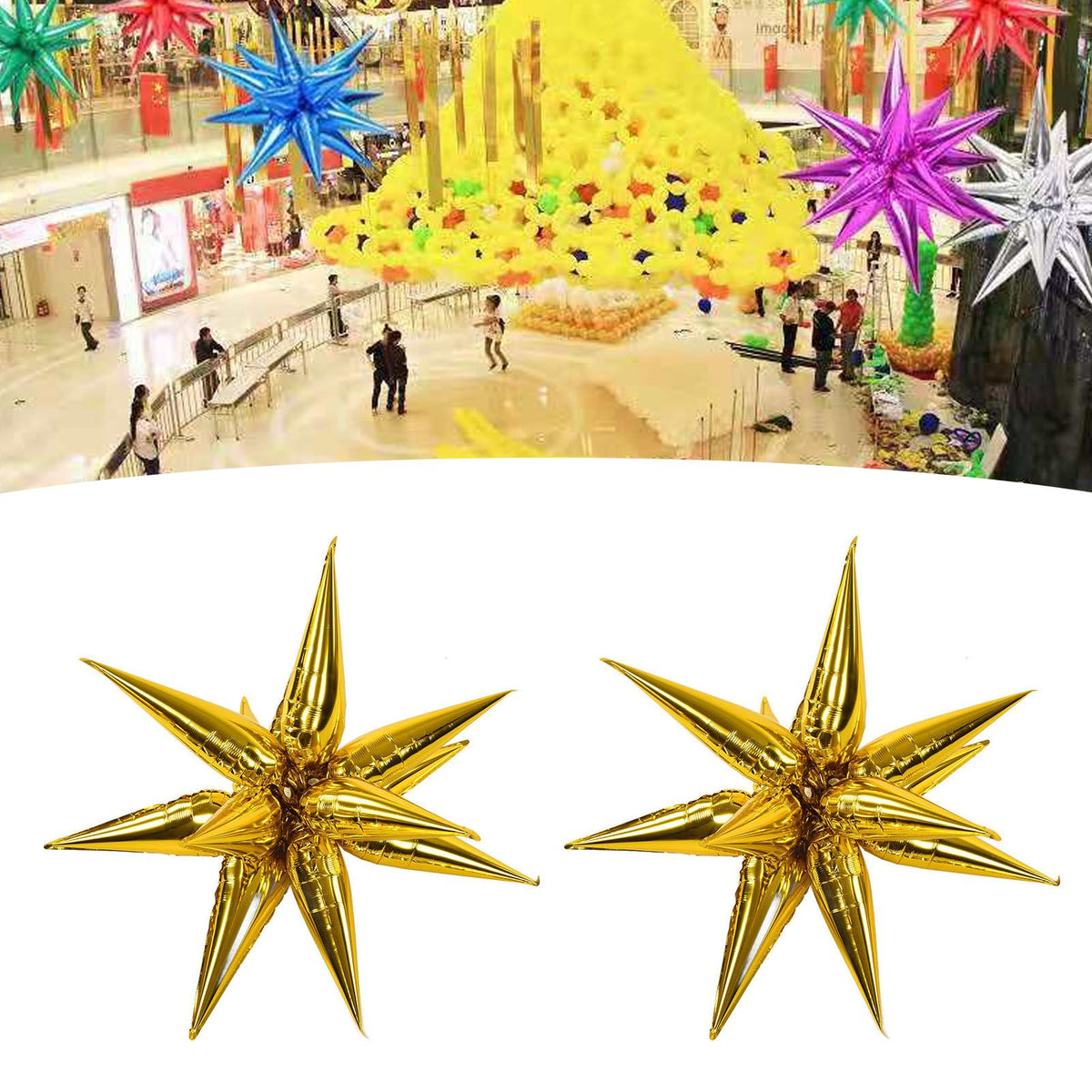 24Pcs Aluminum Foil Balloons Set Explosion Star Balloons for Wedding Celebration Holiday Party Arrangement Decoration