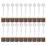 20Pcs Premium Wood Place Card Holders with Swirl Wire Name Cards Photo Holders for Wedding Birthday Festival