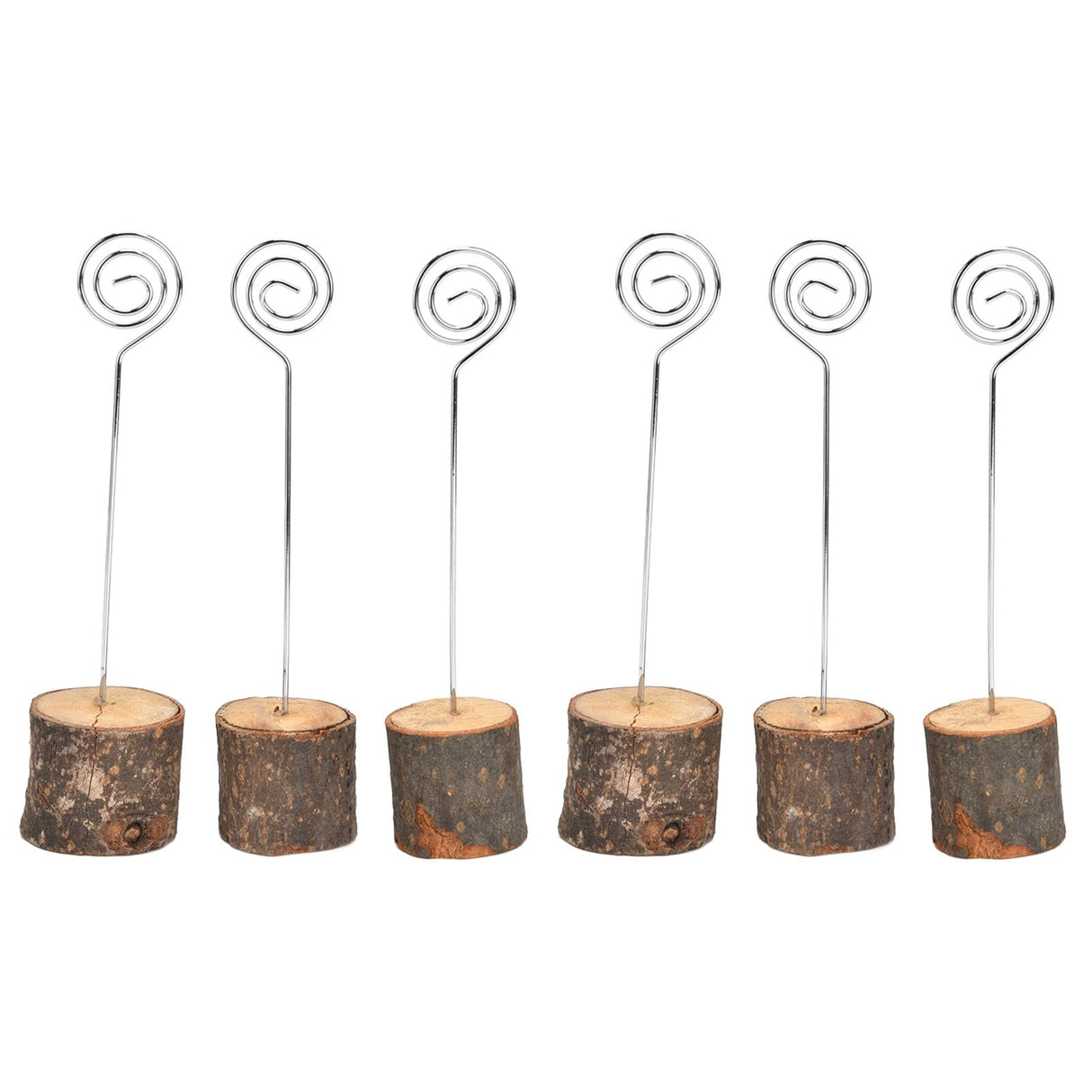 20Pcs Premium Wood Place Card Holders with Swirl Wire Name Cards Photo Holders for Wedding Birthday Festival