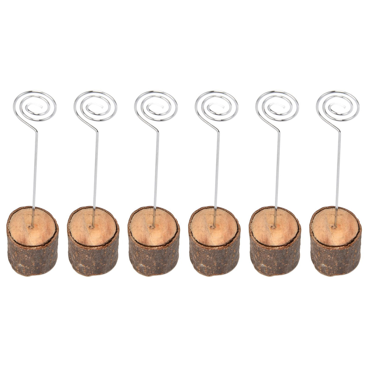 20Pcs Premium Wood Place Card Holders with Swirl Wire Name Cards Photo Holders for Wedding Birthday Festival