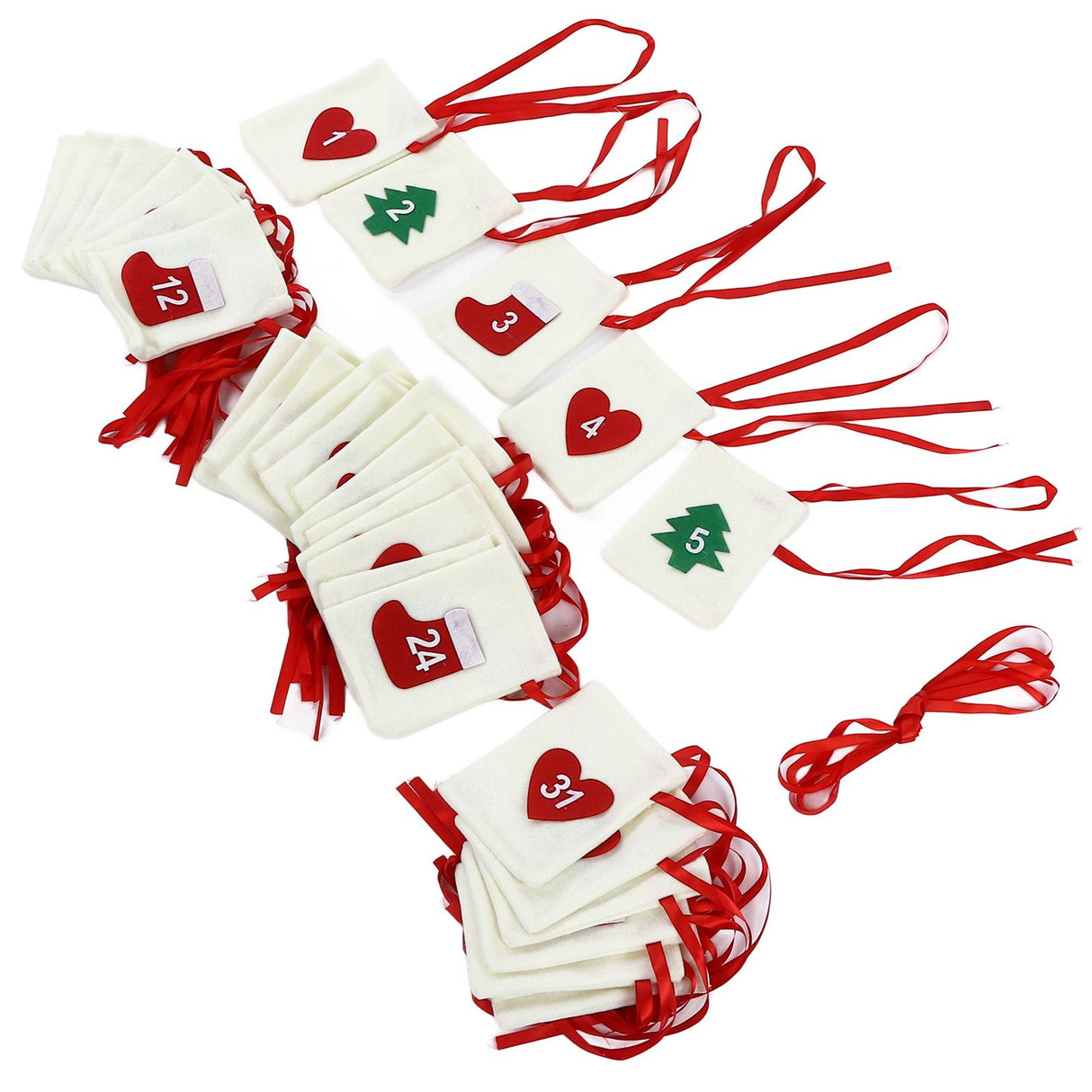 Christmas Advent Calendar Bags 31 Days Hanging Countdown Felt Gift Pockets for Party Festival Decoration