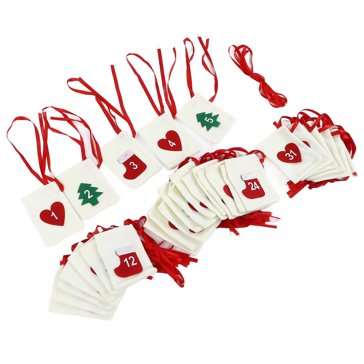 Christmas Advent Calendar Bags 31 Days Hanging Countdown Felt Gift Pockets for Party Festival Decoration