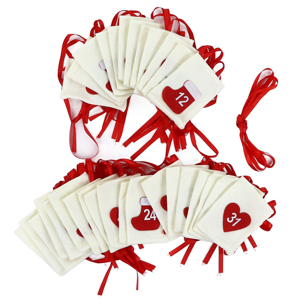 Christmas Advent Calendar Bags 31 Days Hanging Countdown Felt Gift Pockets for Party Festival Decoration