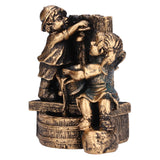 Little Boy Girl Playing Water Statue Standing Sculpture Resin Garden Ornament for Home Decoration - Front View