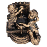 Little Boy Girl Playing Water Statue Standing Sculpture Resin Garden Ornament for Home Decoration