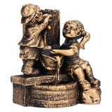 Little Boy Girl Playing Water Statue Standing Sculpture Resin Garden Ornament for Home Decoration - 45-Degree Angle