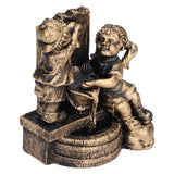 Little Boy Girl Playing Water Statue Standing Sculpture Resin Garden Ornament for Home Decoration - Rear View