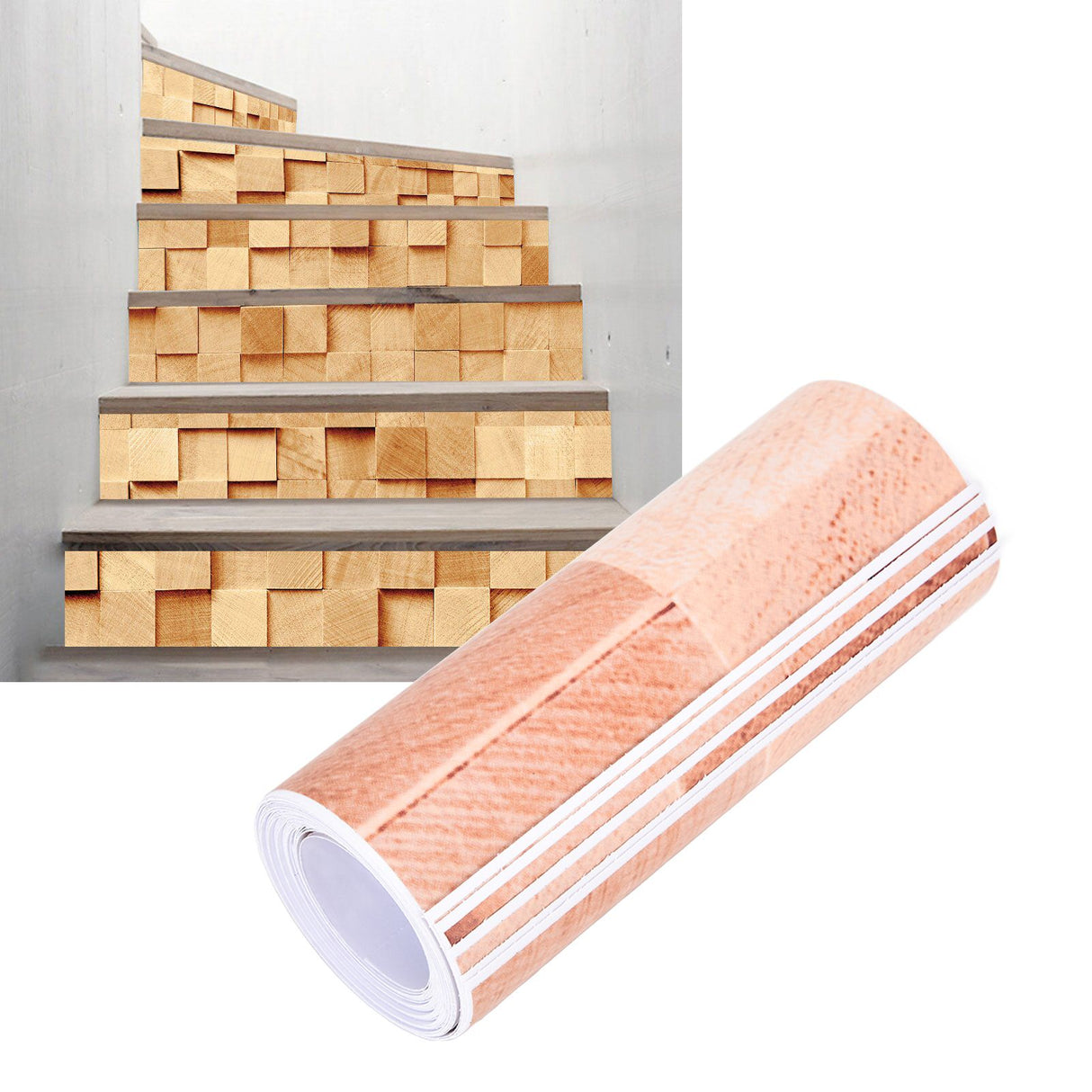 6PCS/Set 3D Wall Sticker Waterproof Stair Sticker DIY Stair Wallpaper for Home Decoration
