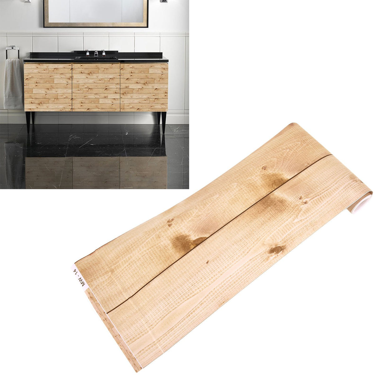 Wood Grain Wall Sticker Waterproof Nordic Self Adhesive Decal for Kitchen Bathroom Stairs Cabinets