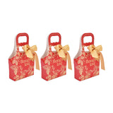 50Set Innovative Candy Box Paper Candy Bags with Ribbons for Christmas Parties Birthdays WeddingsRetro Carmine with Gold Ribbon