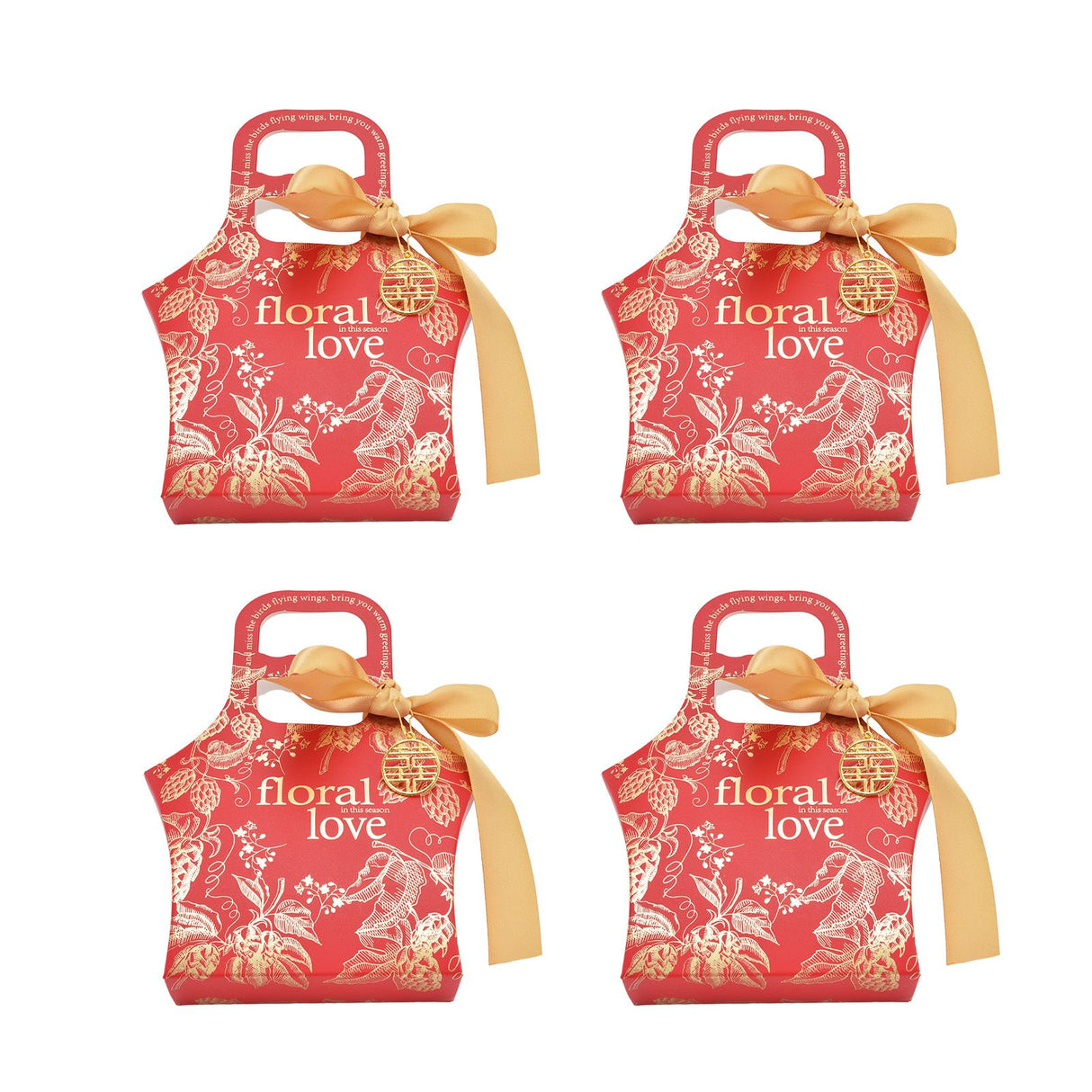 50Set Innovative Candy Box Paper Candy Bags with Ribbons for Christmas Parties Birthdays WeddingsRetro Carmine with Gold Ribbon