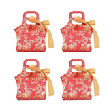 50Set Innovative Candy Box Paper Candy Bags with Ribbons for Christmas Parties Birthdays WeddingsRetro Carmine with Gold Ribbon - Top-Down View