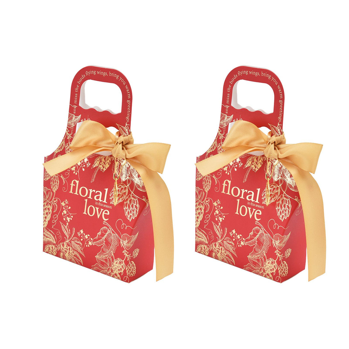 50Set Innovative Candy Box Paper Candy Bags with Ribbons for Christmas Parties Birthdays WeddingsRetro Carmine with Gold Ribbon