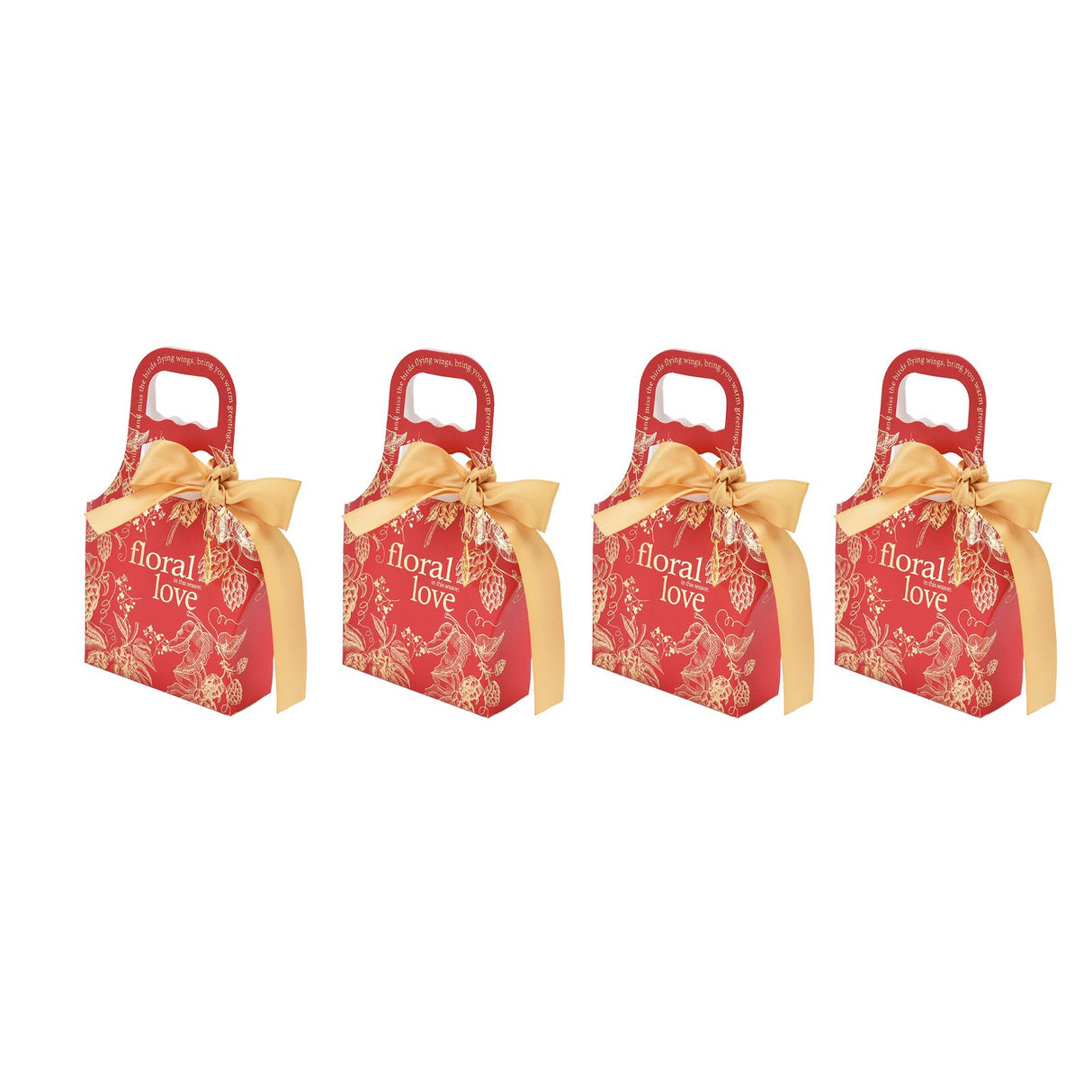 50Set Innovative Candy Box Paper Candy Bags with Ribbons for Christmas Parties Birthdays WeddingsRetro Carmine with Gold Ribbon