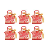 50Set Innovative Candy Box Paper Candy Bags with Ribbons for Christmas Parties Birthdays WeddingsRetro Carmine with Gold Ribbon