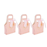 50Set Innovative Candy Box Paper Candy Bags with Ribbons for Christmas Parties Birthdays WeddingsPink with Light Pink Ribbon