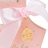 50Set Innovative Candy Box Paper Candy Bags with Ribbons for Christmas Parties Birthdays WeddingsPink with Light Pink Ribbon - Extra Image