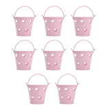 12pcs Mini Metal Bucket Hollow Heart Shaped Bucket with Handle for Candies Outdoor Flower Cosmetics