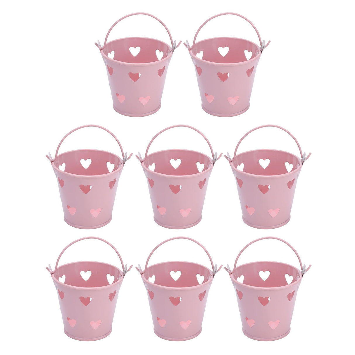 12pcs Mini Metal Bucket Hollow Heart Shaped Bucket with Handle for Candies Outdoor Flower Cosmetics