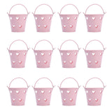 12pcs Mini Metal Bucket Hollow Heart Shaped Bucket with Handle for Candies Outdoor Flower Cosmetics