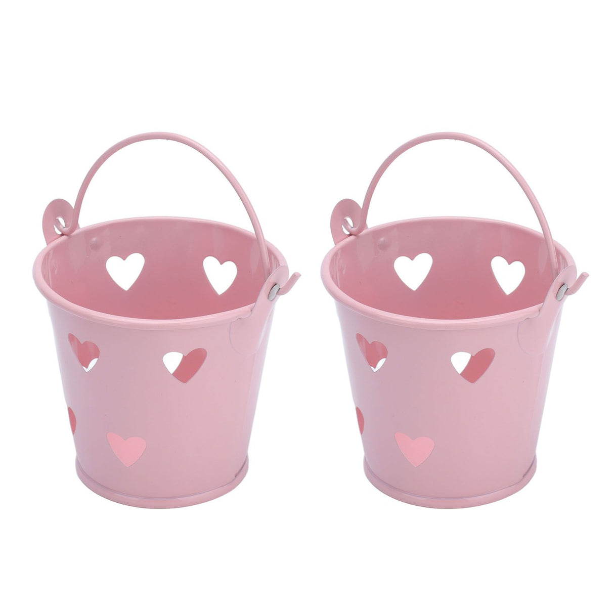 12pcs Mini Metal Bucket Hollow Heart Shaped Bucket with Handle for Candies Outdoor Flower Cosmetics
