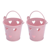 12pcs Mini Metal Bucket Hollow Heart Shaped Bucket with Handle for Candies Outdoor Flower Cosmetics