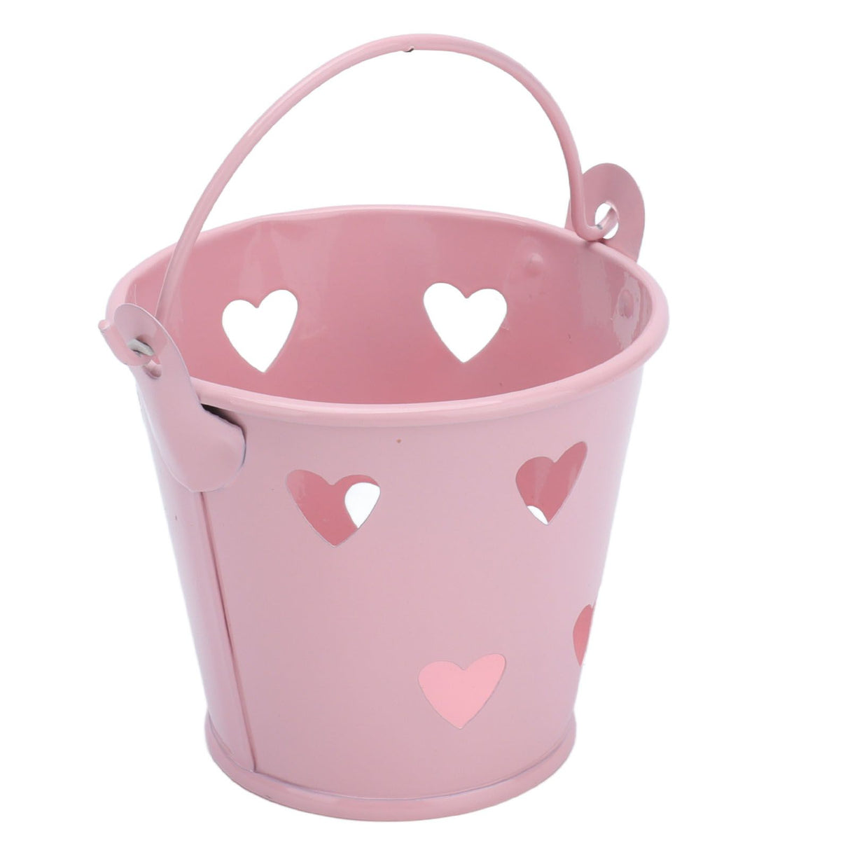 12pcs Mini Metal Bucket Hollow Heart Shaped Bucket with Handle for Candies Outdoor Flower Cosmetics